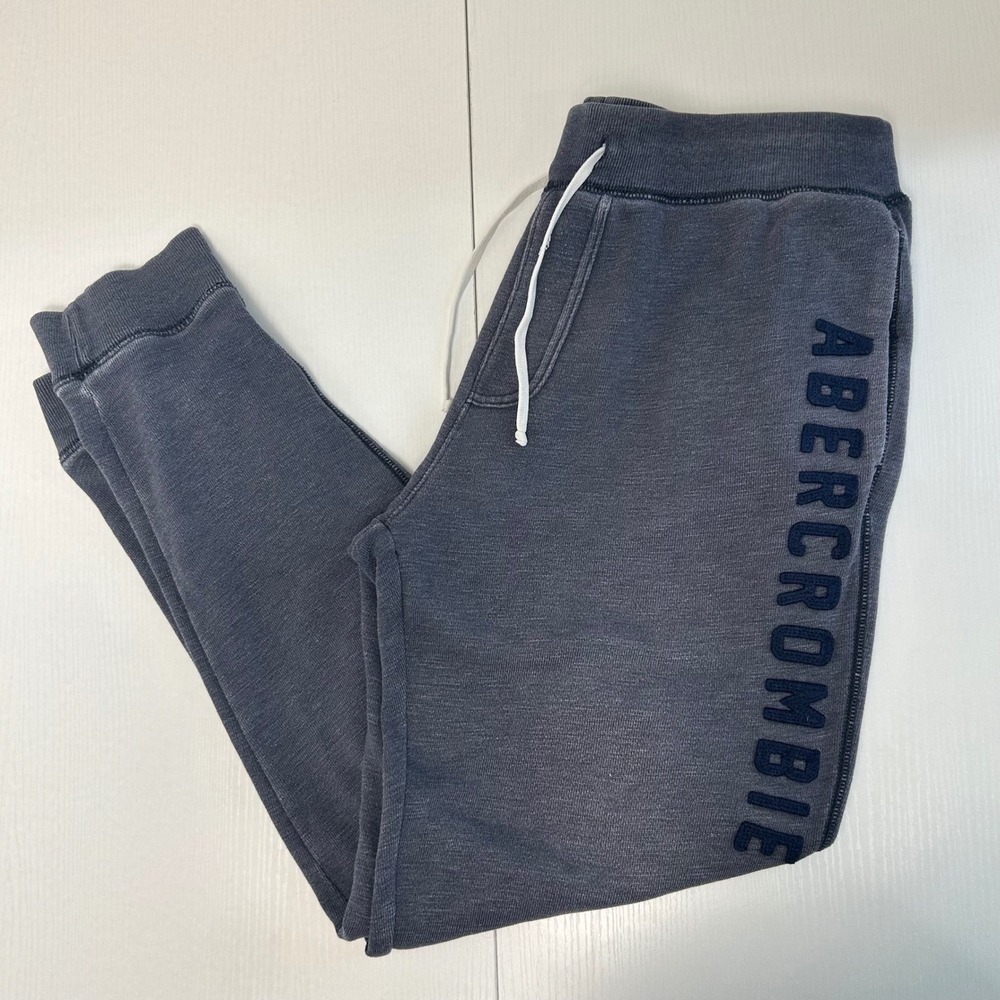 Abercrombie & Fitch Jogger Sweatpants Mens Medium Blue Spellout Logo Lounge